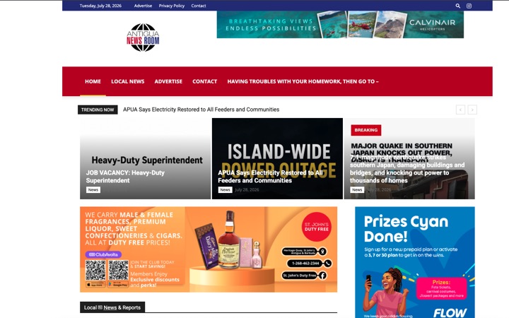 Antigua News Room website